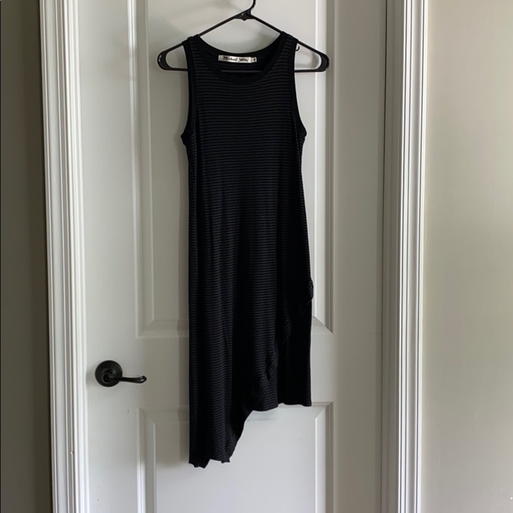Michael Stars ribbed grey black stripe dress -Med